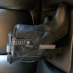 Napoleoni Black Leather Booties Sz 40